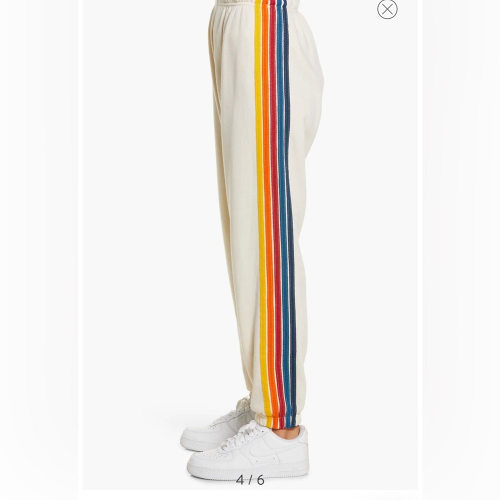 Aviator Nation 5 stripe sweatpants Vintage White